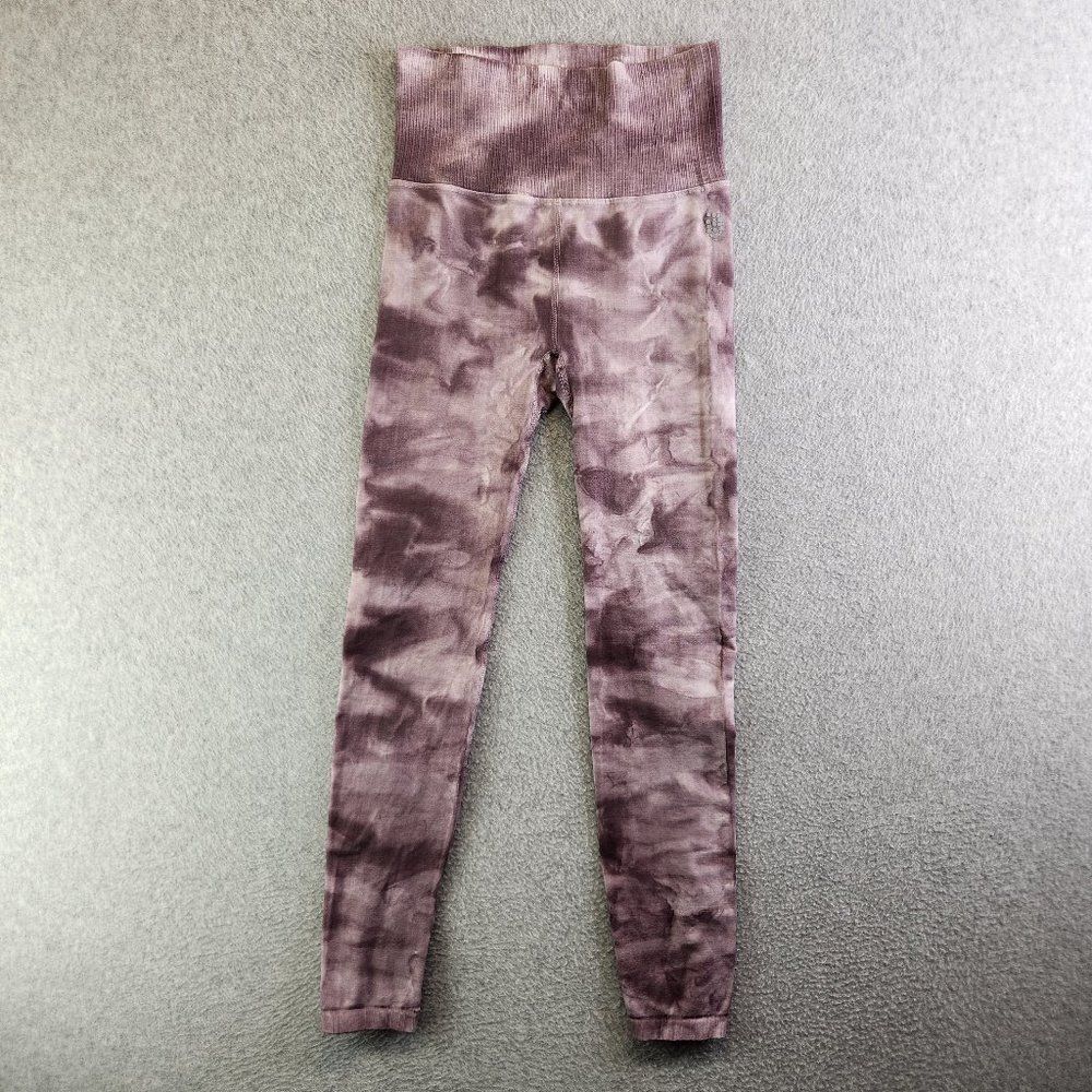 Free People Movement Leggings Womens XS Purple Tie Dye Perforated 7/8 Length